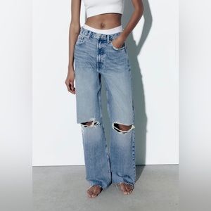 ZARA TRF High rise wide leg ripped Jean size 6 never been worn, new with tags!